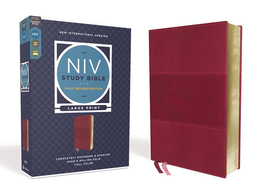 NIV STUDY BIBLE LG PRINT BURGUNDY LEATHERSOFT 2020 Fully Revised Ed; Red Letter - Morning Star Christian Bookstores