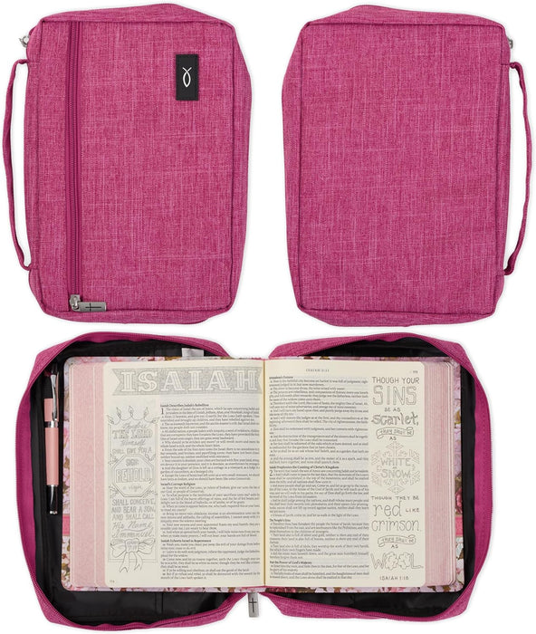 Value Bible Cover Canvas Pink MD - Morning Star Christian Bookstores