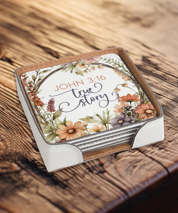 John  3:16 Leatherette Coaster Set