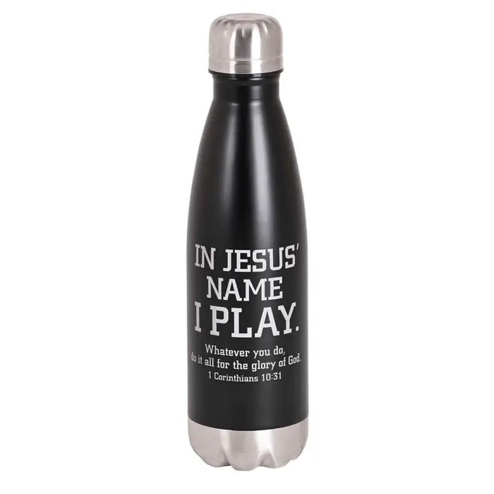 Water Bottle Jesus Name I Play Black