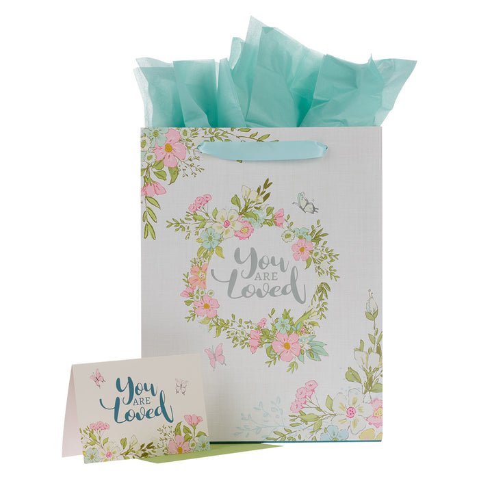 You Are Loved Pink/White MD Gift Bag 1 John 4:19