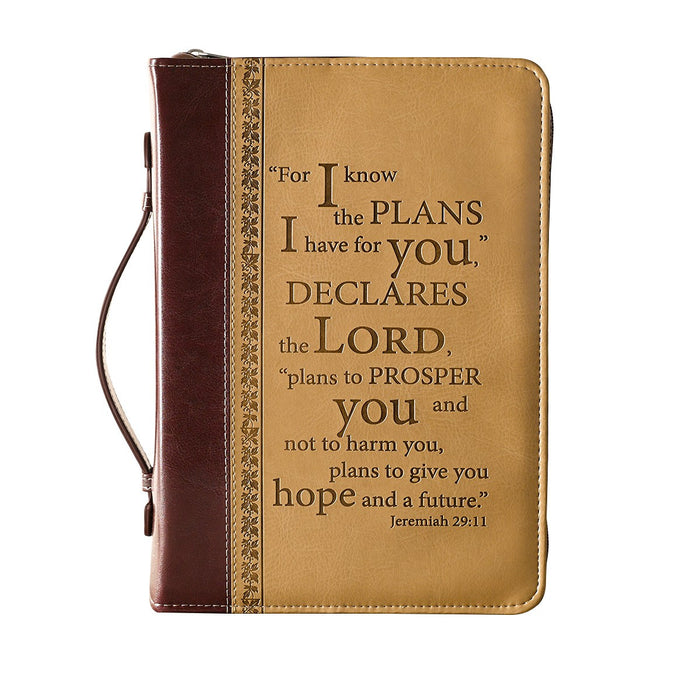 Jeremiah 29:11 Two-tone Brown LuxLeather Bible Cover MD