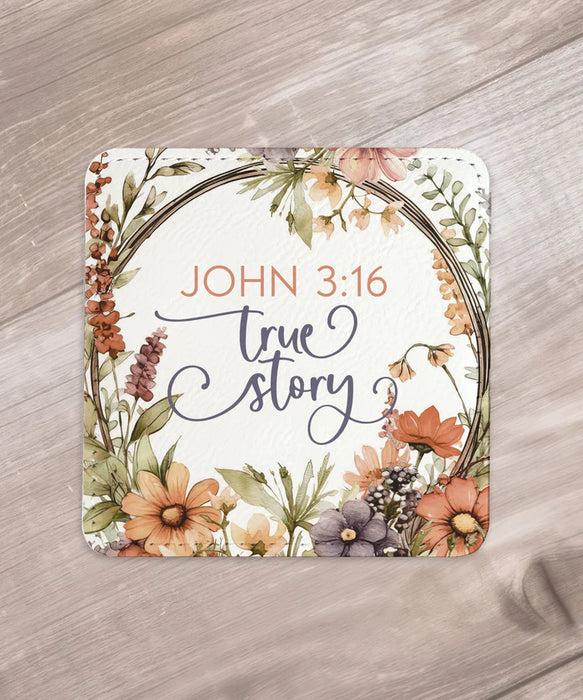 John  3:16 Leatherette Coaster Set