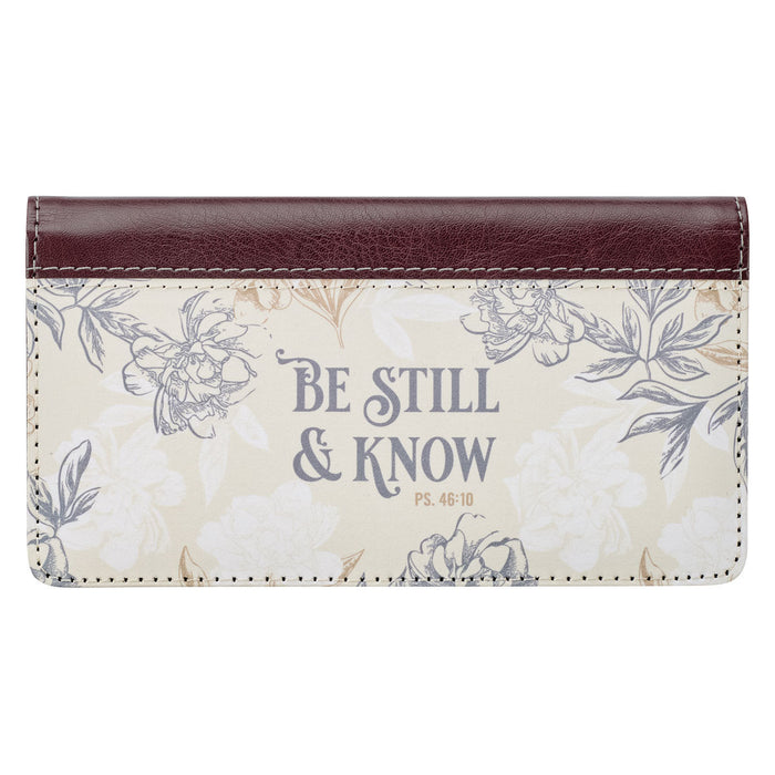 NEUTRAL FLORALS CHECKBOOK COVER - BE STILL & KNOW