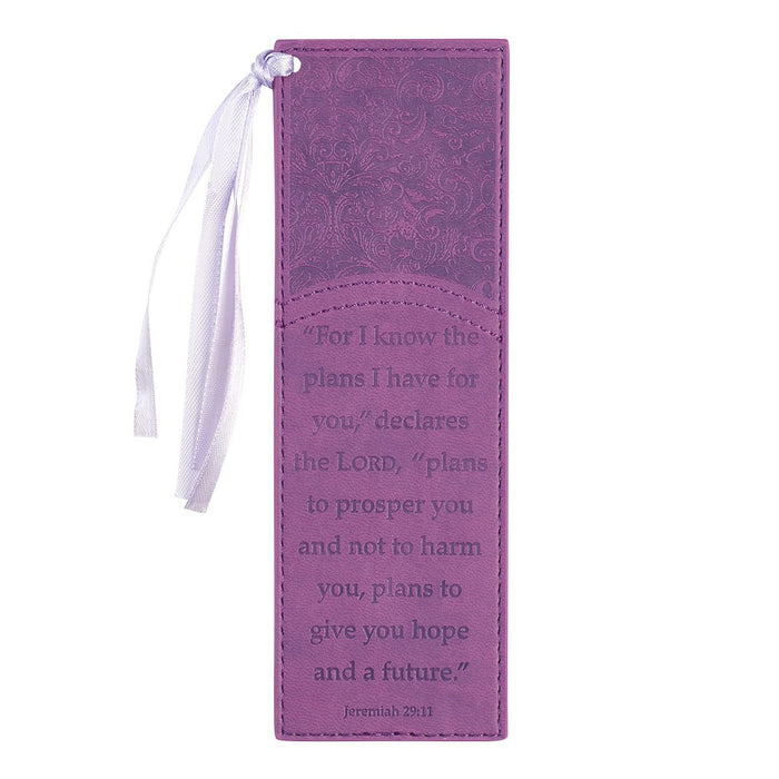 For I Know the Plans Purple Faux Leather Bookmark Jeremiah 29:11