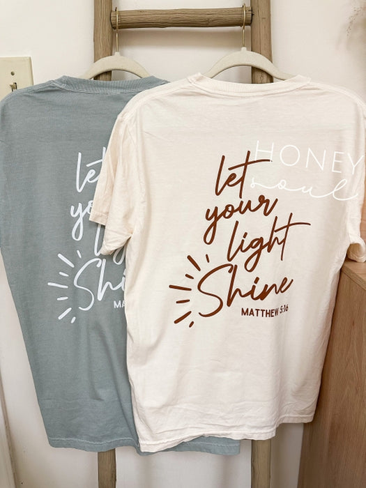 Original Let Your Light Shine Graphic Summer Tee -Sage