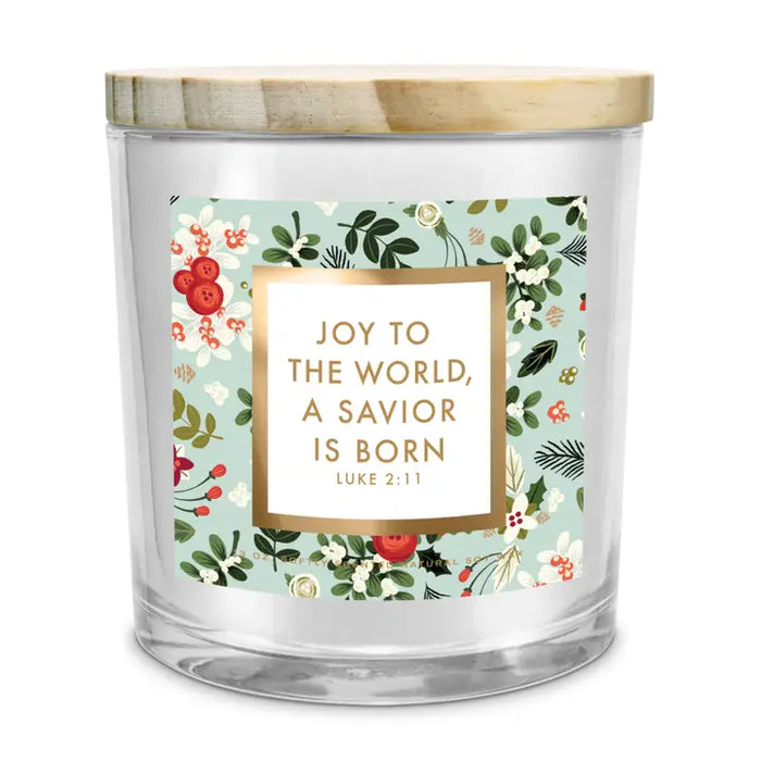 Glass Christmas Candle - Joy to the World