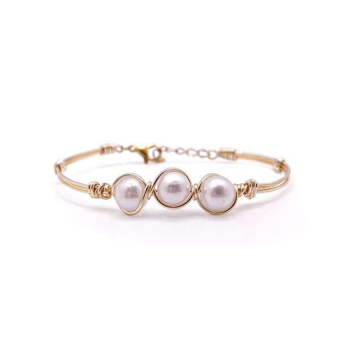 Perla gold and pearl bangle bracelet