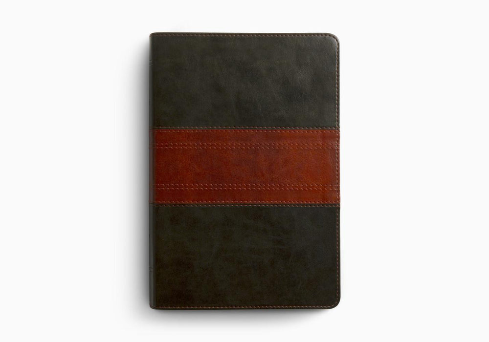 ESV Giant Print Personal Size Bible, Red Letter, TruTone®, Forest/Tan, Trail Design