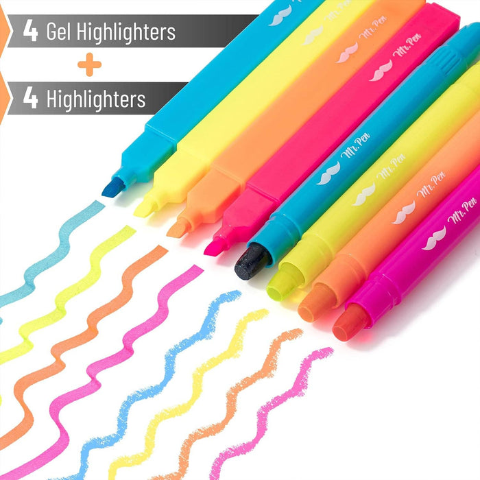 Mr. Pen Aesthetic Highlighters and Gel Highlighters, 8 Pack