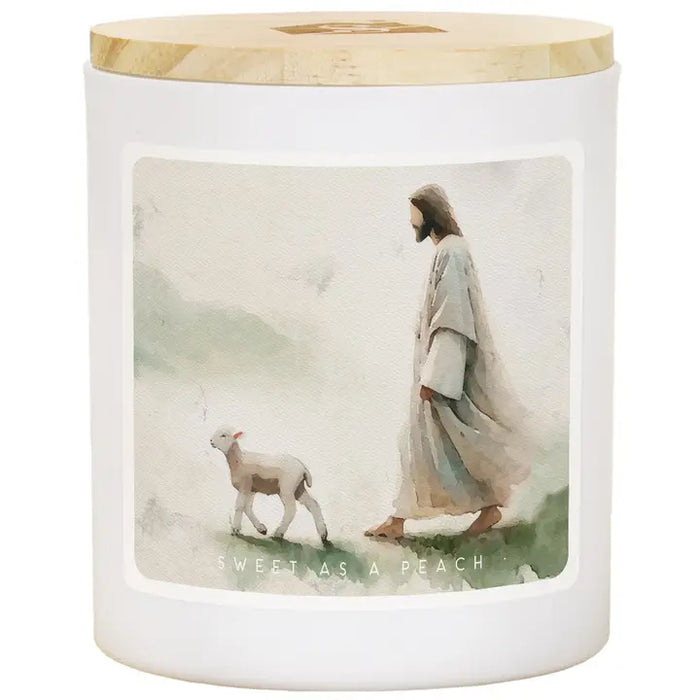 Jesus Walking with Lamb - Sweet as a Peach - 11oz Soy Candle