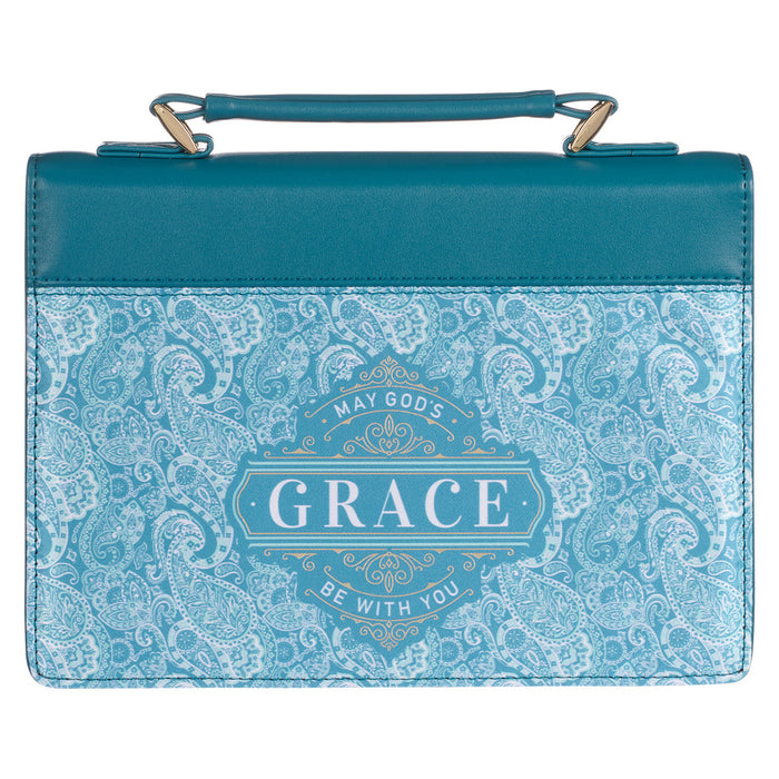 God's Grace Teal Paisley Faux Leather Bible Cover LG - Morning Star Christian Bookstores