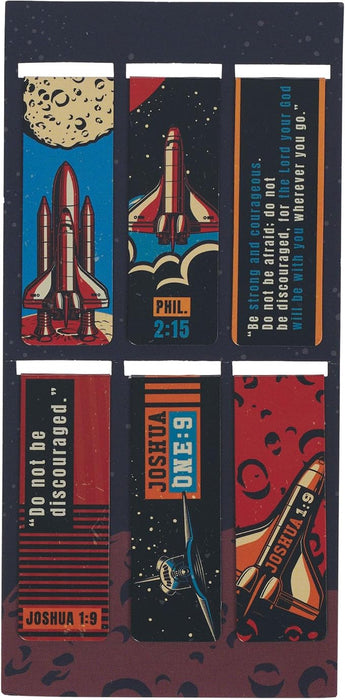 Be Strong Blue Space Magnetic Bookmark Set - Joshua 1:9