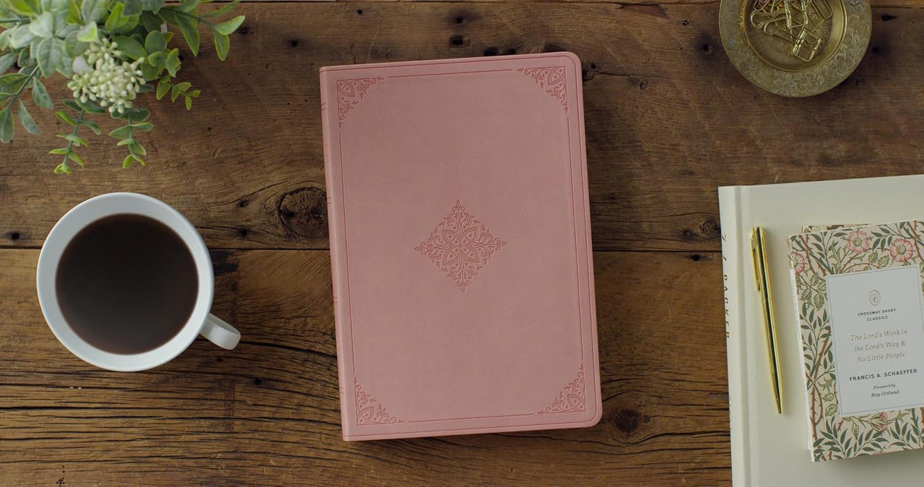 ESV Large Print Value Personal Size Bible (TruTone, Pink, Fleur-de-lis Design)