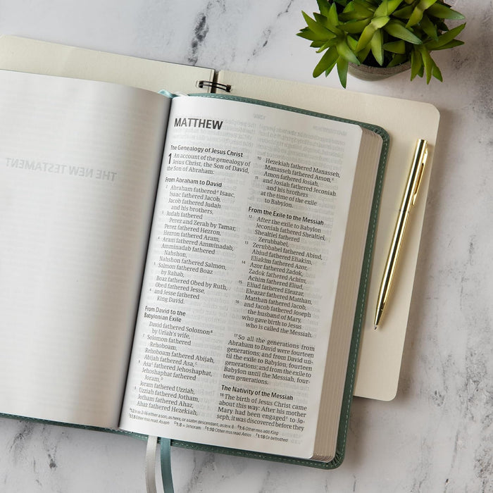 CSB Personal Size Giant Print Bible, Earthen Teal Leathertouch, Indexed - Morning Star Christian Bookstores