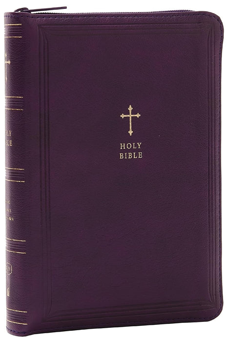 KJV Holy Bible, Compact Reference Bible, Leathersoft, Purple with zipper, 53,000 Cross-References, Red Letter, Comfort Print