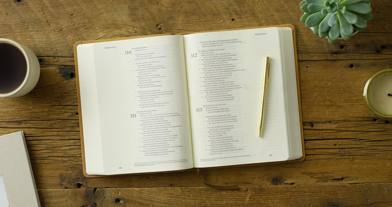 ESV Single Column Journaling Bible, TruTone®, Nubuck Caramel, 1 Corinthians 13:7 Design