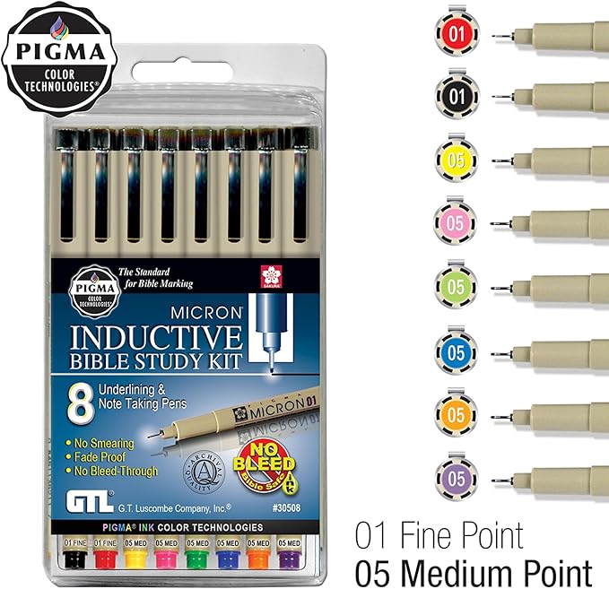 Pigma Micron Inductive Bible Study Kit - 8pc
