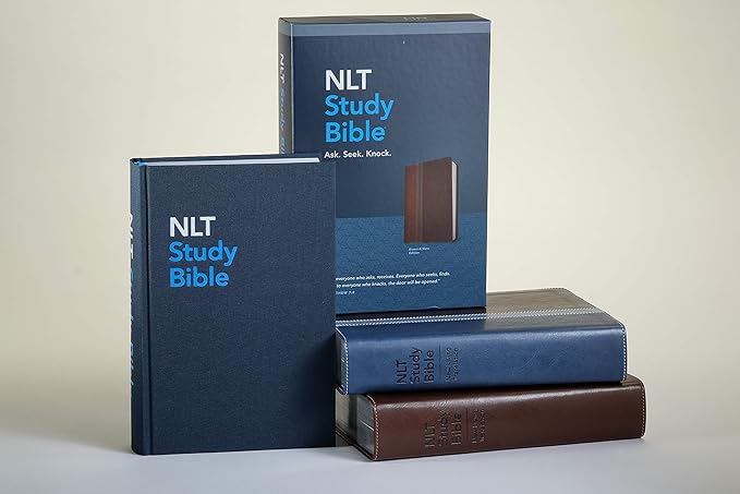 NLT Study Bible LeatherLike Blue/Brown IDX