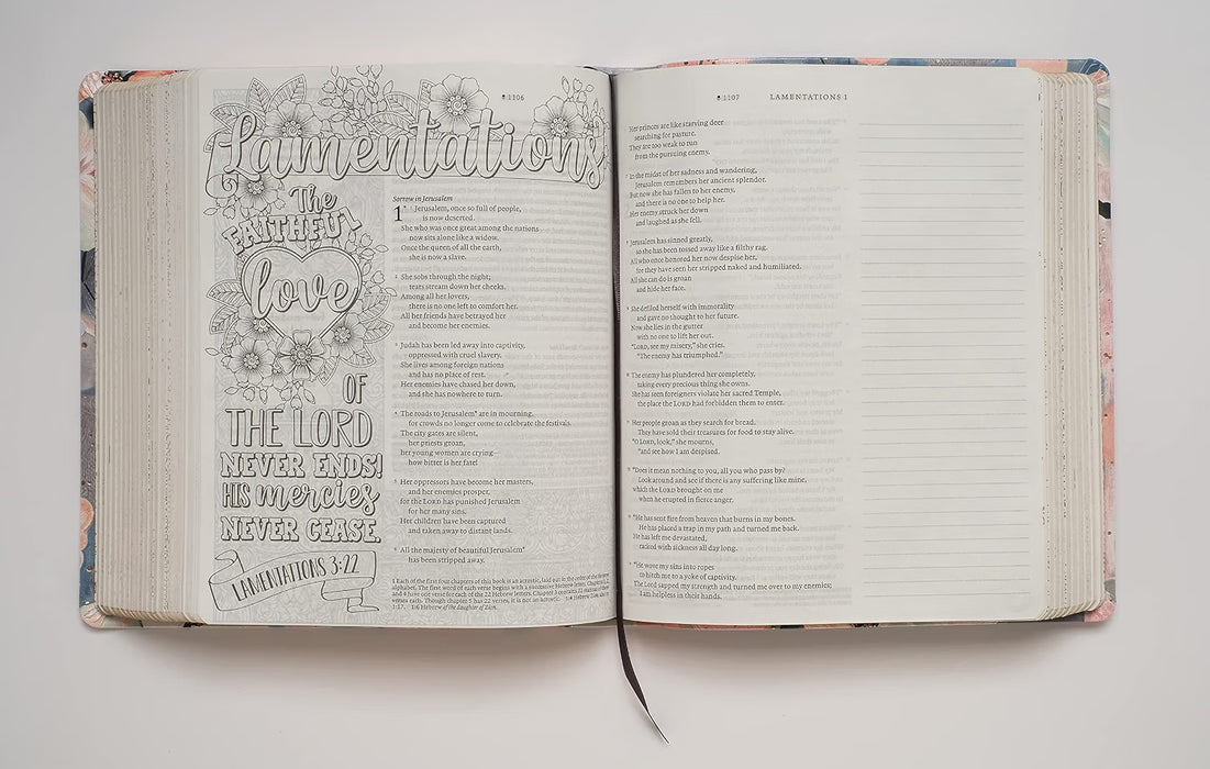 NLT Inspire Filament FAITH Bible, Hardcover Leatherlike, Coral Blooms