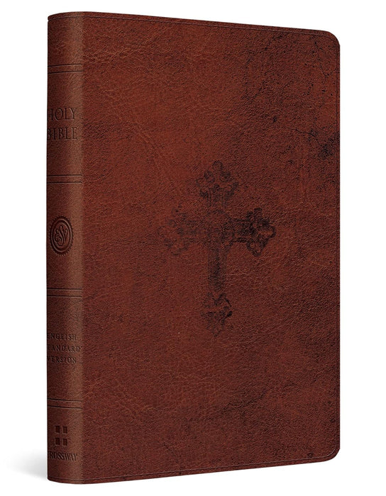ESV Compact Bible (TruTone, Walnut, Weathered Cross Design)