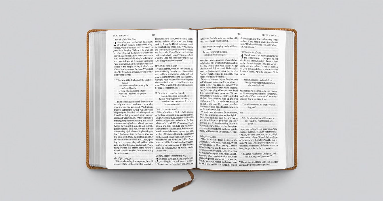 ESV Large Print Bible, TruTone, Nubuck Caramel, Fleur-de-lis Design