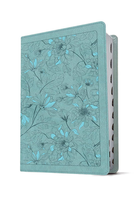 KJV Filament Pers Size Giant Pring Bible Leatherlike Floral Leaf Teal Indexed