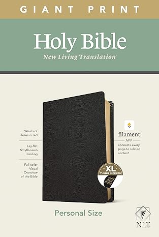 NLT Personal Size Giant Print Bible, Filament Enabled, Genuine Leather, Indexed, Black, Red Letter