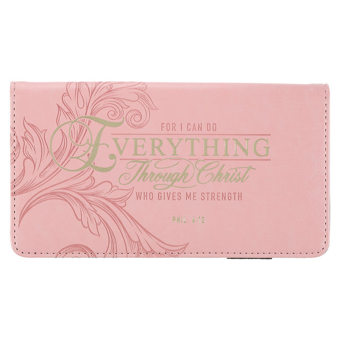 PHIL 4:13 PINK CHECKBOOK COVER FOR I CAN DO EVERYTHING THROUGH CHRIST - Morning Star Christian Bookstores