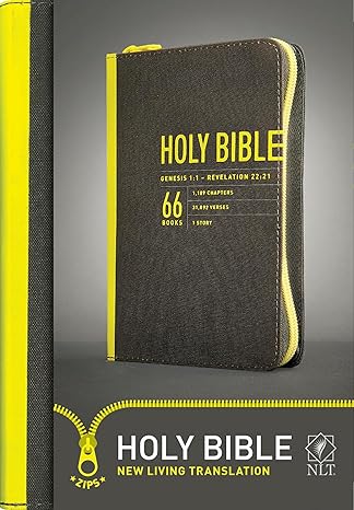 NLT Canvas Charcol/Yellow Zip Comp Bible