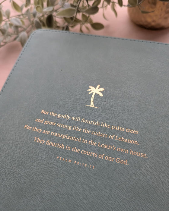 NLT Wide Margin Bible, Filament Enabled (LeatherLike, Sage Green Palm, Indexed, Red Letter)