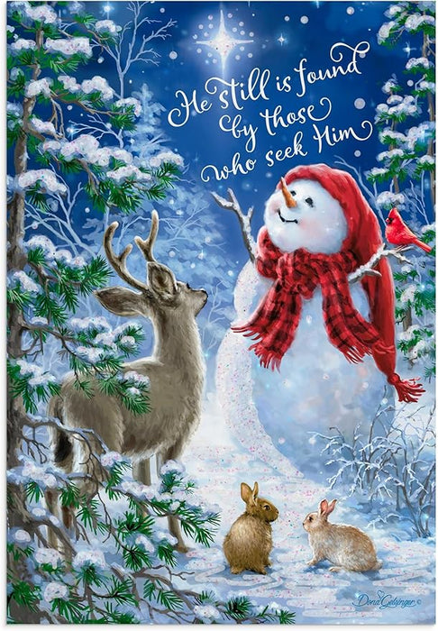 ona Gelsinger - Snowman Gazer & Friends - 18 Christmas Boxed Cards With Blue Envelopes, KJV