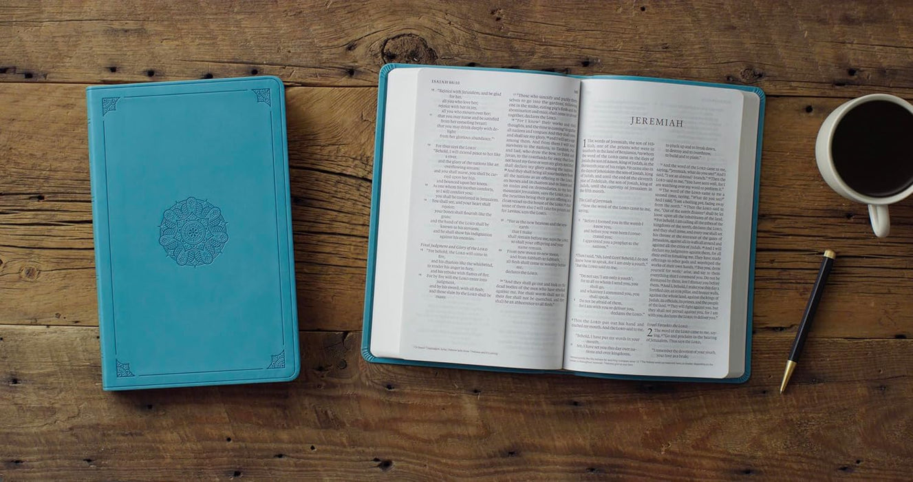 ESV Large Print Value Thinline Bible (TruTone, Turquoise, Emblem Design)