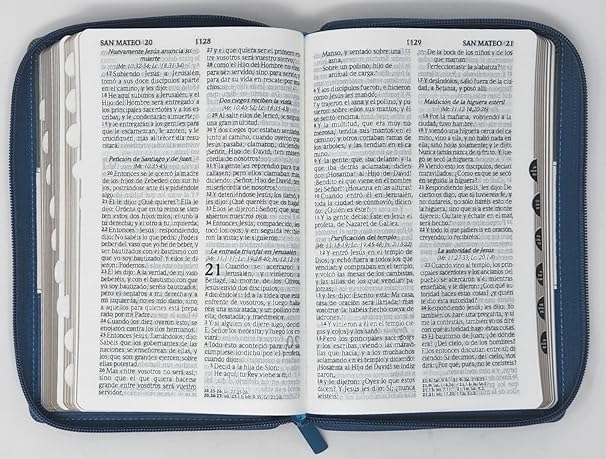Biblia RVR60 Letra Grande – Tamaño manual / Tricolor: gris/crema/azul con indice y cierre