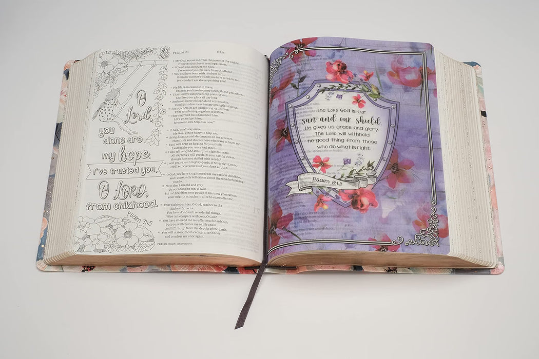NLT Inspire Filament FAITH Bible, Hardcover Leatherlike, Coral Blooms