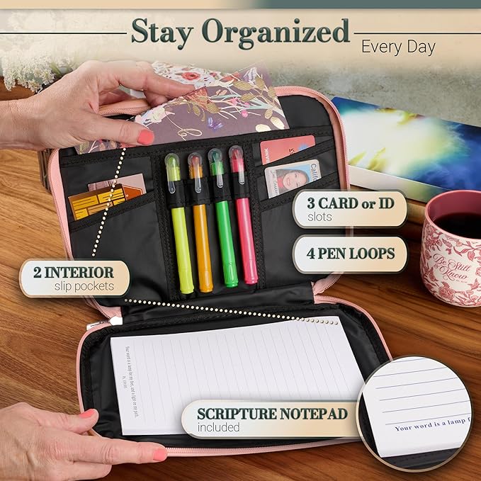 Two-fold Pink Faux Leather Organizer Bible Cover XL