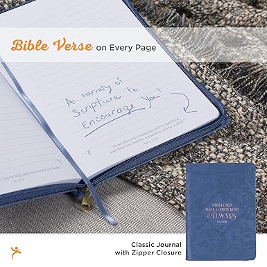 The Lord Will Guide You Blue Faux Leather Classic Journal with Zipper - Morning Star Christian Bookstores