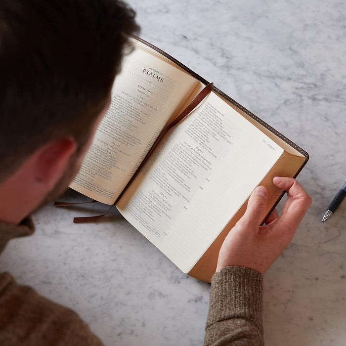 NKJV Journal the Word Reference Bible Brown Leathertouch