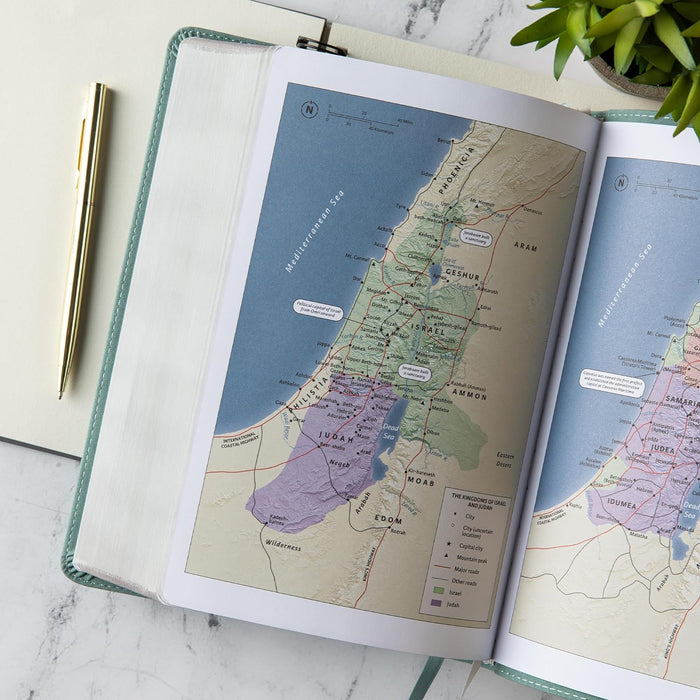 CSB Personal Size Giant Print Bible, Earthen Teal Leathertouch, Indexed - Morning Star Christian Bookstores