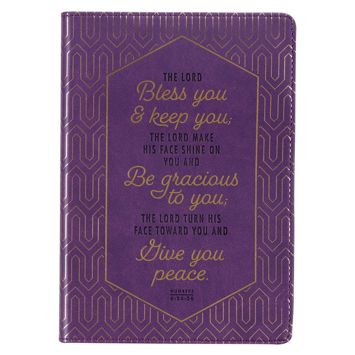 Purple & Gld Faux Lth Journal - Bless You & Keep You Num 6:24­-26