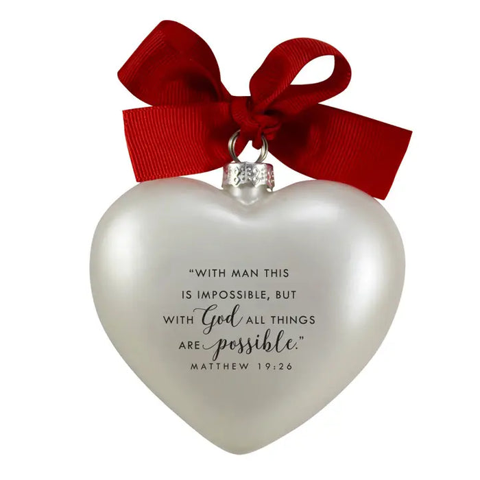 Glass Ornament Heart Faith Ribbon Hang