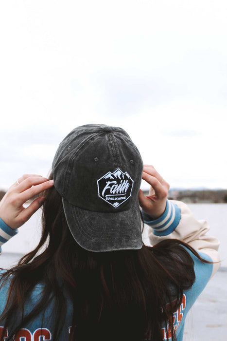 Hat -  Grey - "Faith Moves Mountains"