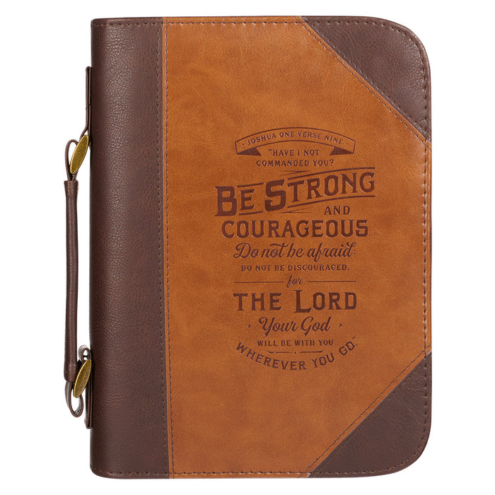 Bible Cover MD Toffee/Chocolate Be Strong & Courageous Josh1:9