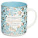 Sufficient Grace Floral Teal 14oz Mug 2 Cor 12:9 - Morning Star Christian Bookstores