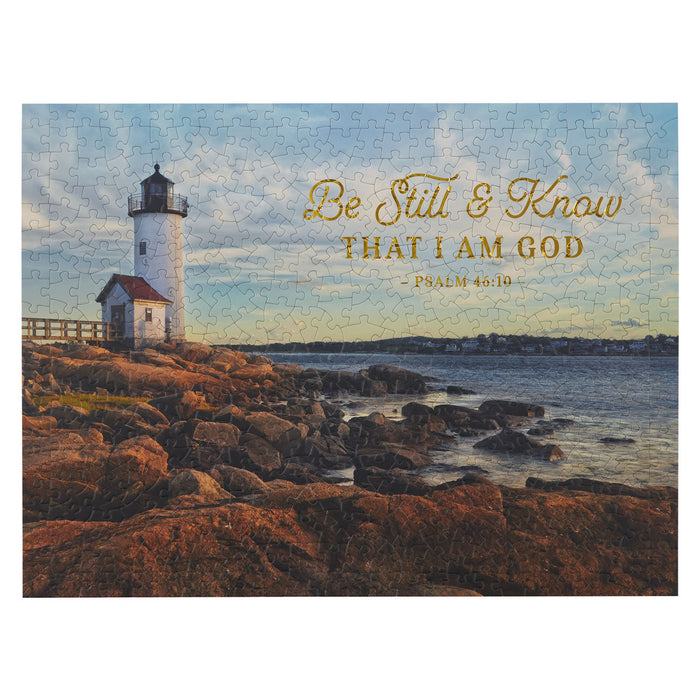 500 Piece Puzzle Be Still Lighthouse - Morning Star Christian Bookstores