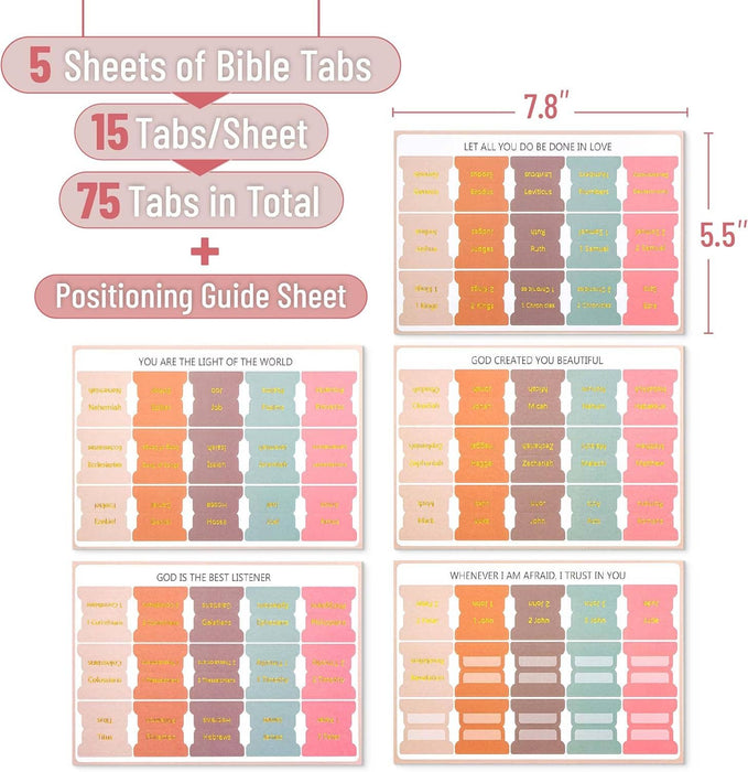 Mr. Pen Bible Tabs, 75 Tabs, Spring Palette