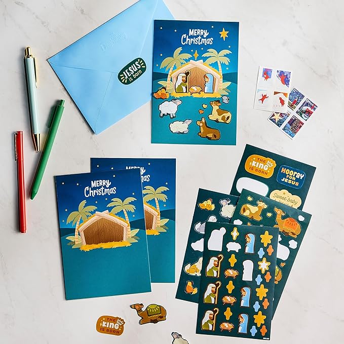 BOXED CHRISTMAS CARDS: Nativity Sticker Card pk/8