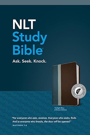 NLT Study Bible LeatherLike Blue/Brown IDX