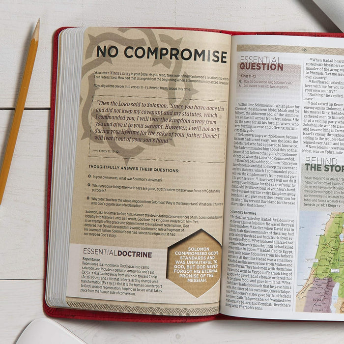 CSB ESSENTIAL TEEN STUDY BIBLE RED FLOWER LEATHERTOUCH - Morning Star Christian Bookstores