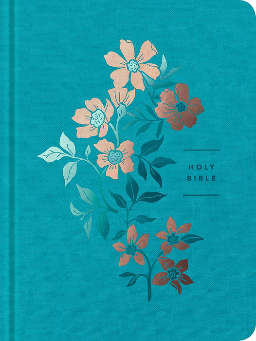 NLT Filament Wide Margin Bible Ocean Blue Floral HC - Morning Star Christian Bookstores